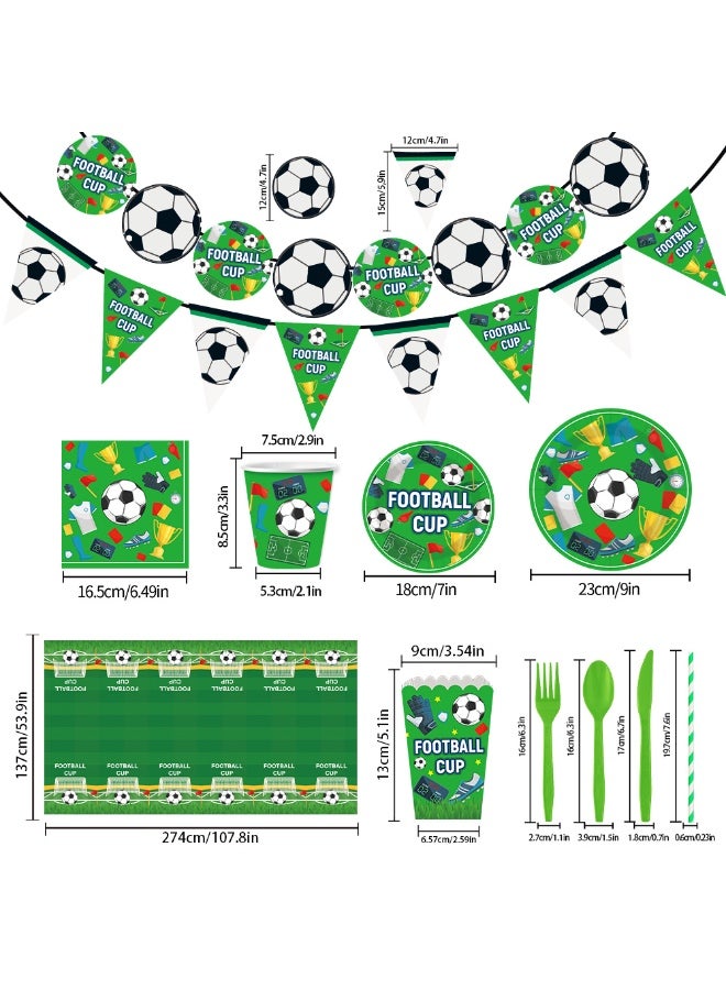 102 PCS Football Party Decorations for 10 Guests, Football Tableware Set Includes Dinner Plates, Dessert Plates, Napkins, Tablecloth for Football Birthday Party Boys Sports Theme Party Decorations - Image 3